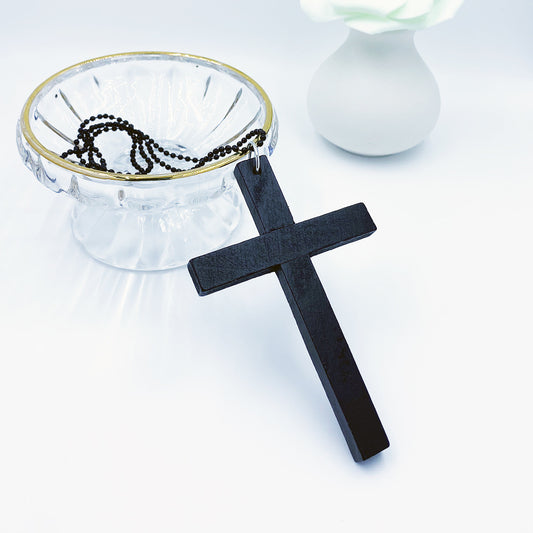 Fashion Cross Wooden Simple Sweater Chain Necklaces