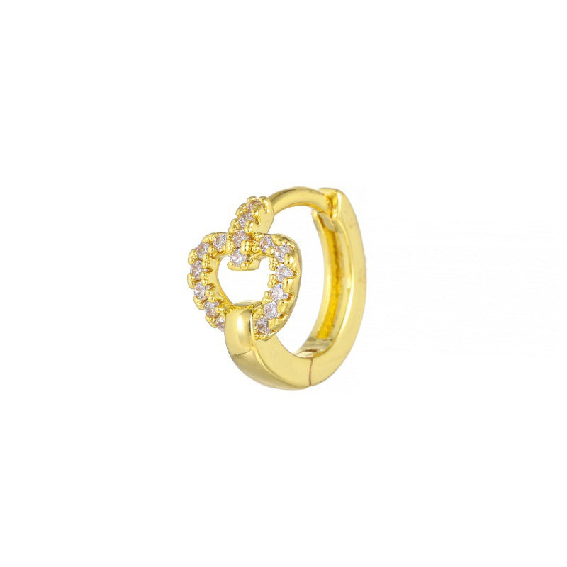 Women's Micro Inlaid Zircon Fashionable Simple Geometric Clip Personalized Hot Design Earrings