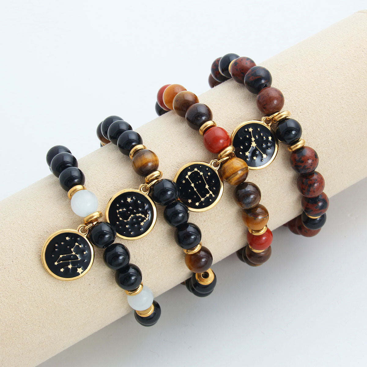 Beaded With Card Round Stainless Steel Gold Plated Drop Oil Bracelets
