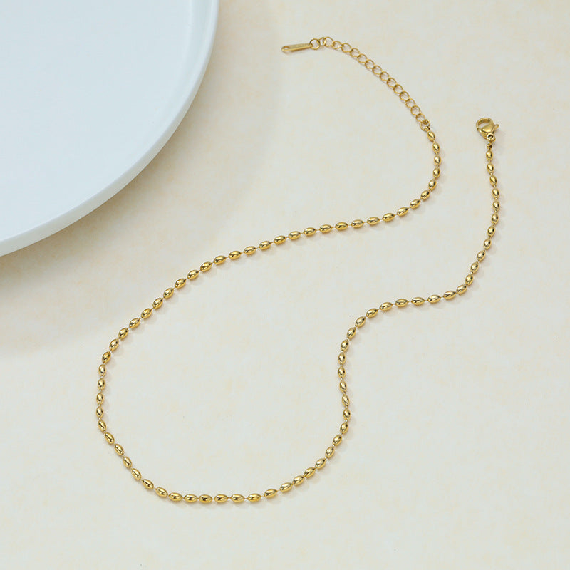 Single Chain Box Melon Seeds Side Hammer Round Snake Bone Necklaces