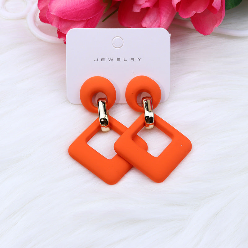 Women's Beach Colorful Fashion Rhombus Hollow Ear Acrylic Earrings