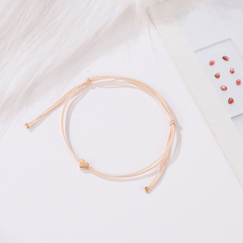 Simple Hemp Rope Cord Heart-shaped Small Bracelets