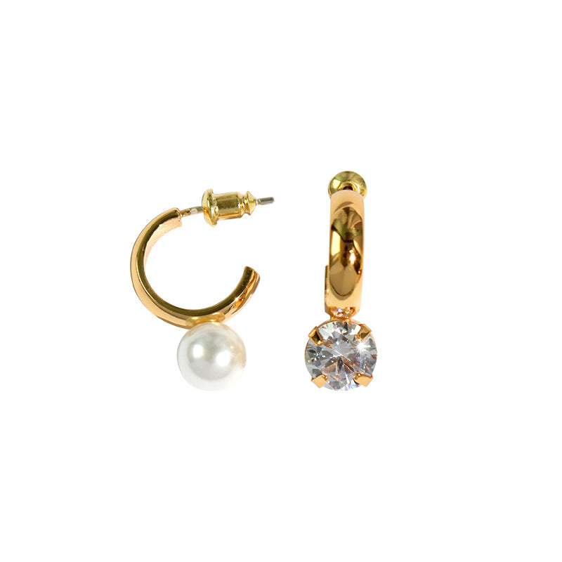 Women's French Simple Vintage Gold-plated Pearl Heart-shaped Rings