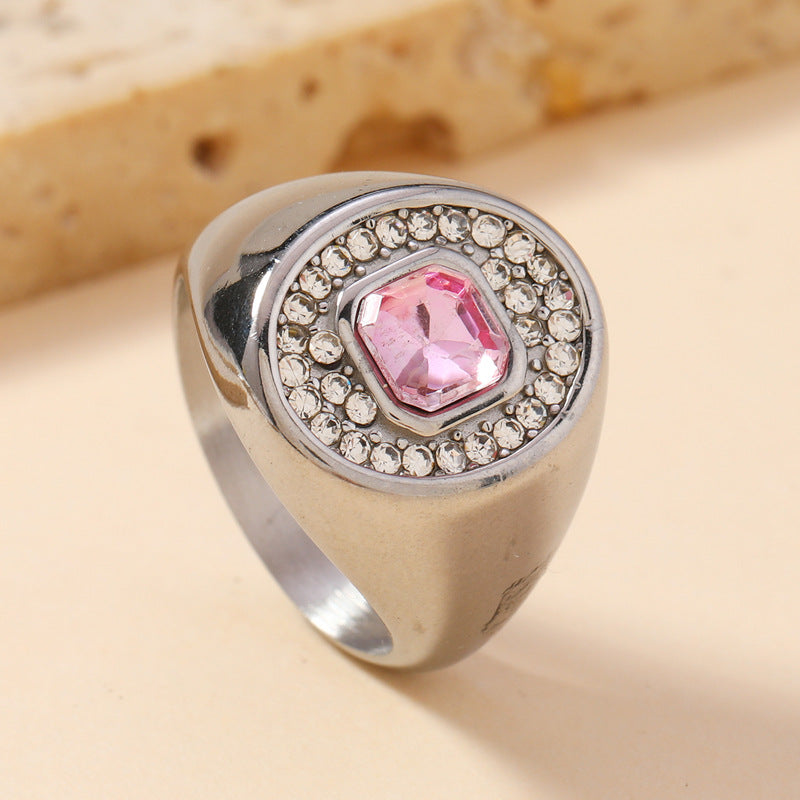 Gem Light Luxury High-grade Vintage Stainless Rings