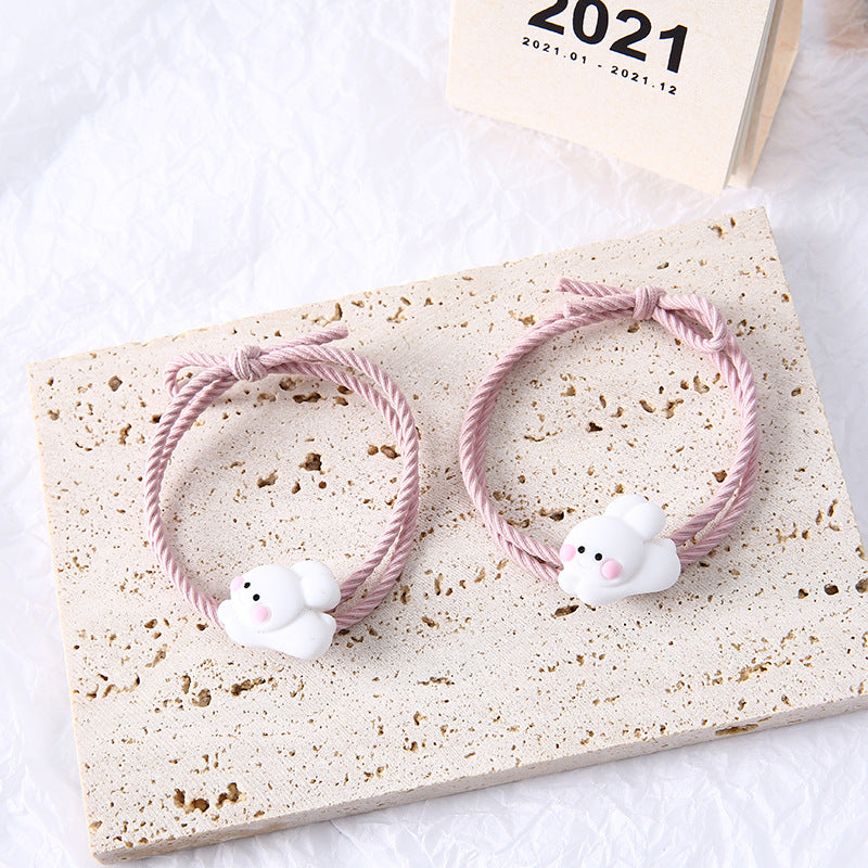 Cute Cartoon Couple Small Rubber Band For Boyfriend Bracelets