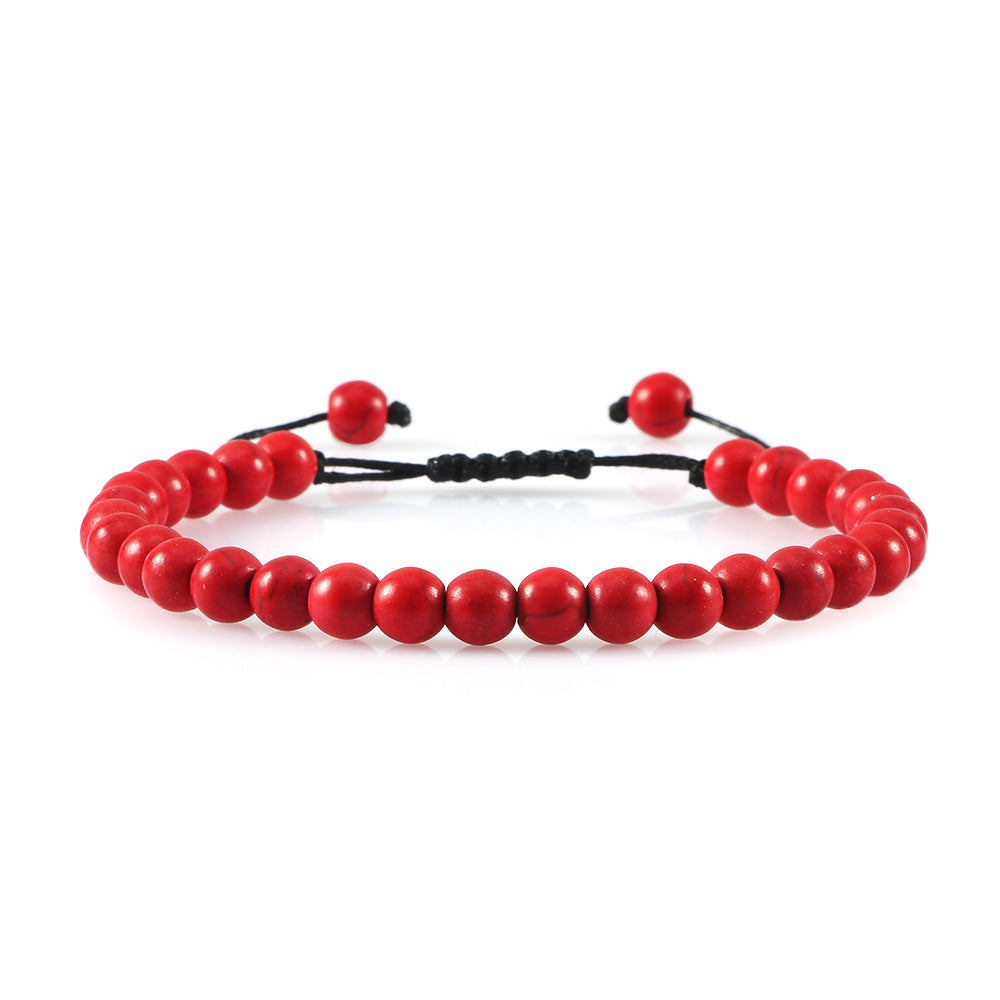 Fashion Haematite Beaded Turquoise Braided Rope Bracelet