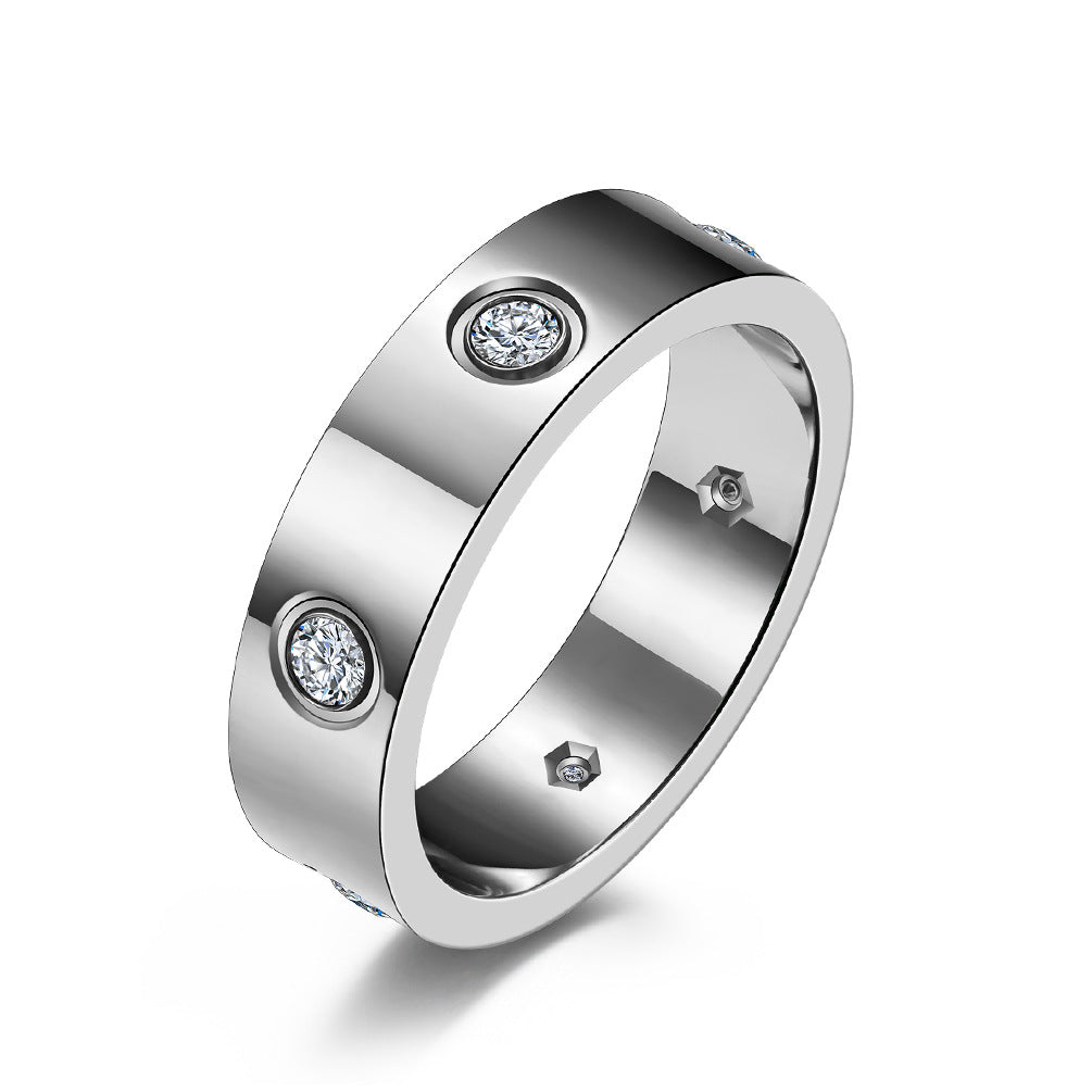 Steel Diamond Couple Male Female Trendy Rings