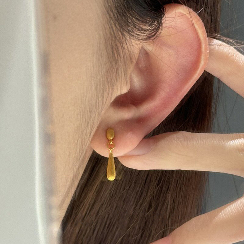 Women's Frosted Gold Water Drop Ear Light Luxury Temperament Unique High Earrings