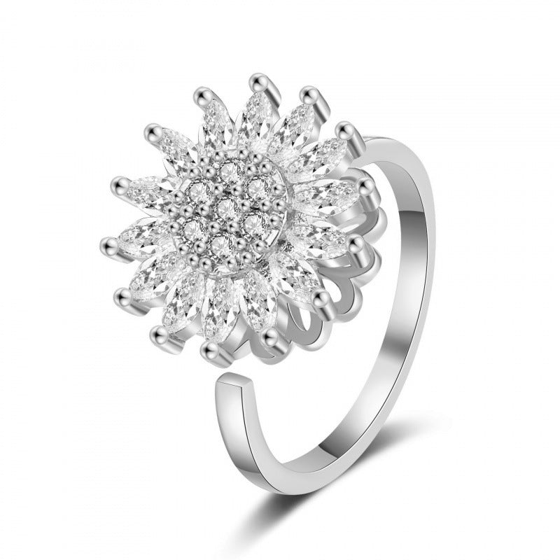 Women's Rotatable Design Fashion Personality Trendy Cold Light Rings