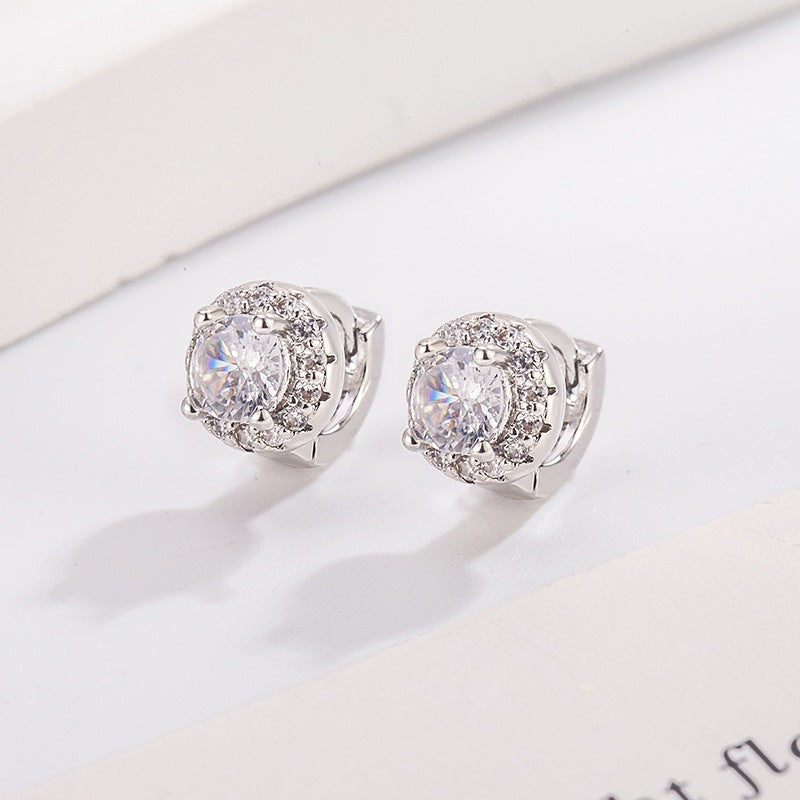 Round Diamond Clip No Need To Take Off Rhinestone Commute Ear Buckle