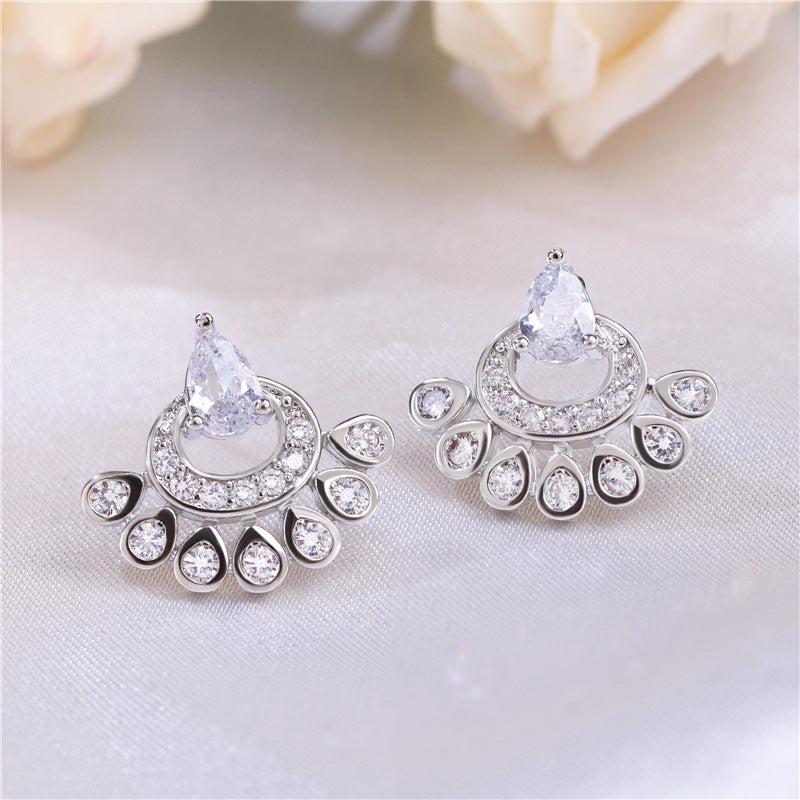 Women's Plaid Copper Inlaid Zircon Electroplated Creative Style Earrings