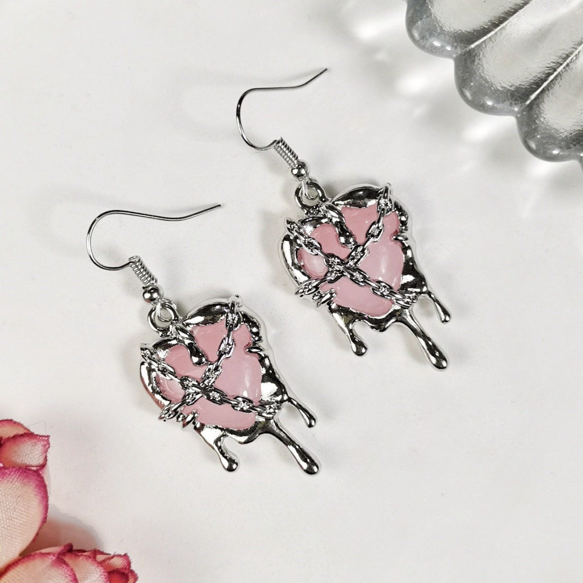 Creative Abstinence Series Dark Style Lava Love Hip Hop Heart-shaped Earrings