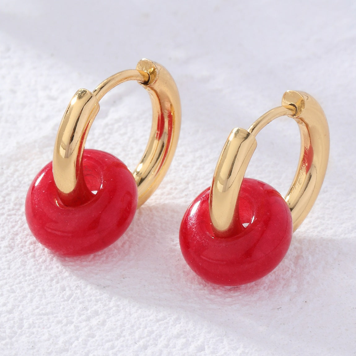 Donut Natural Stone French Style Temperament Earrings