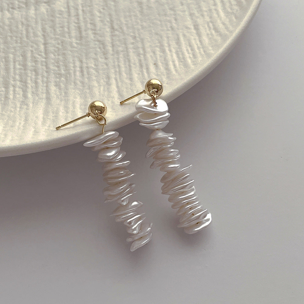 Pearl Tassel Female Sier Needle Personality Earrings