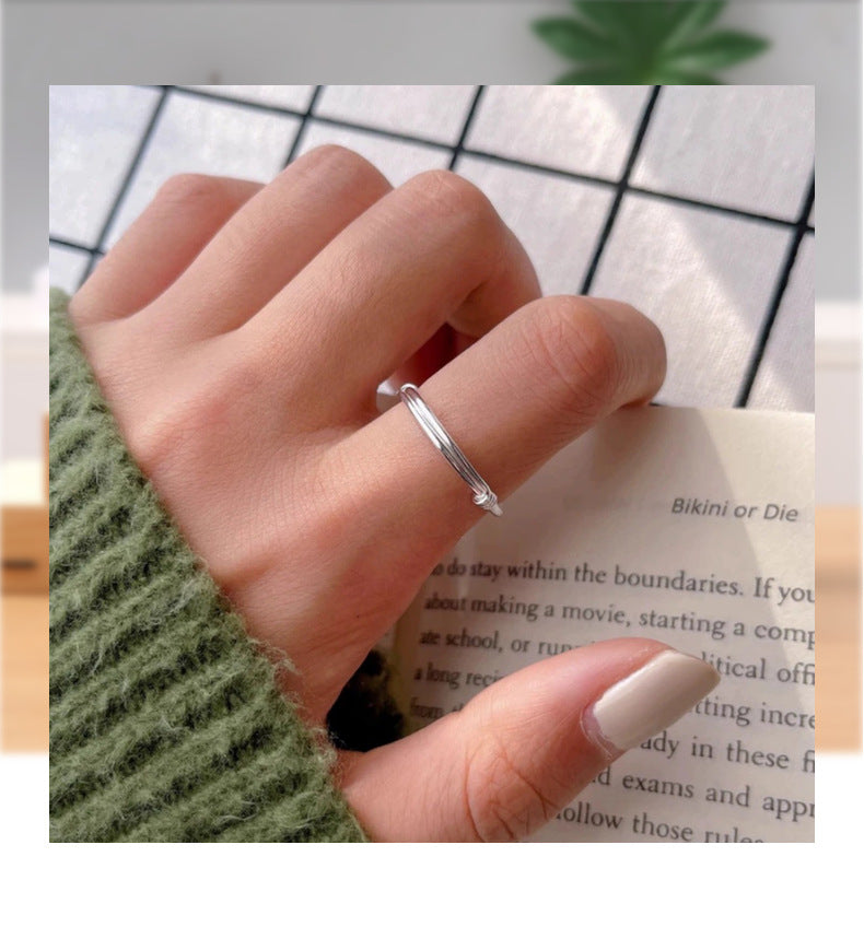 Women's & Men's Sier Minimalist Design Push-pull Nude Adjustable Rings