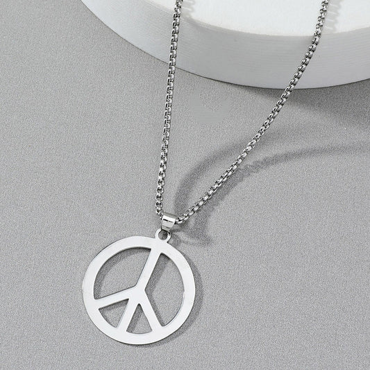 Men's Titanium Steel Stainless Korean Style Sweater Chain Peace Necklace
