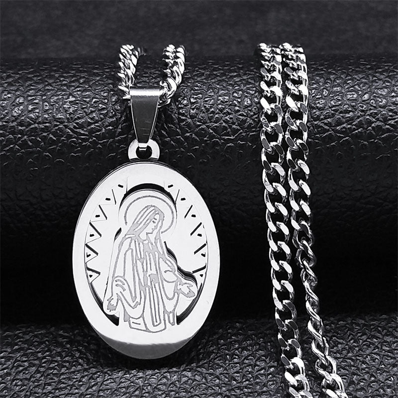 Women's & Men's Tag Virgin Mary Prayer Hip Hop Necklaces