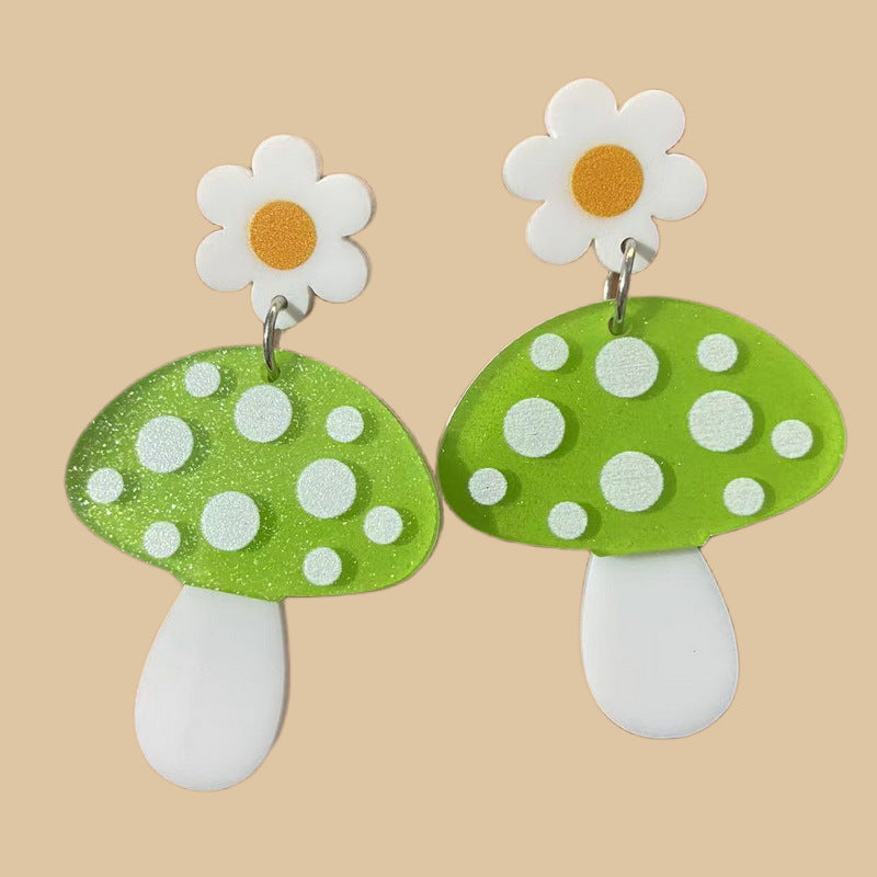 Acrylic Mushroom Cute Funny Personalized Exaggerated Rings