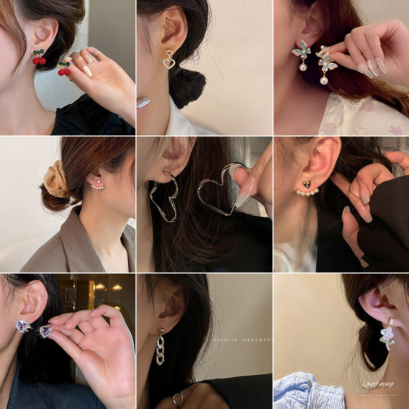 Women's Metal Eardrop Flower Pearl High-grade Earrings