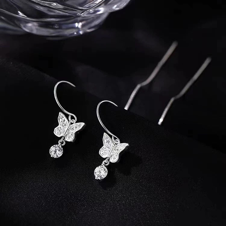Women's Round Diamond Tassel Thread High-grade Style Design Exquisite Refined Grace Ear Line