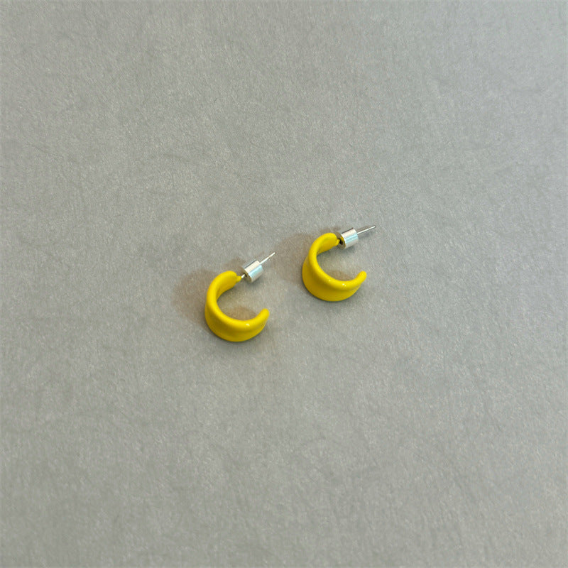 Simple Round Enamel Type Ear Candy Earrings