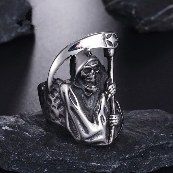 Men's Personality Retro Alloy Death Sickle Domineering Ring