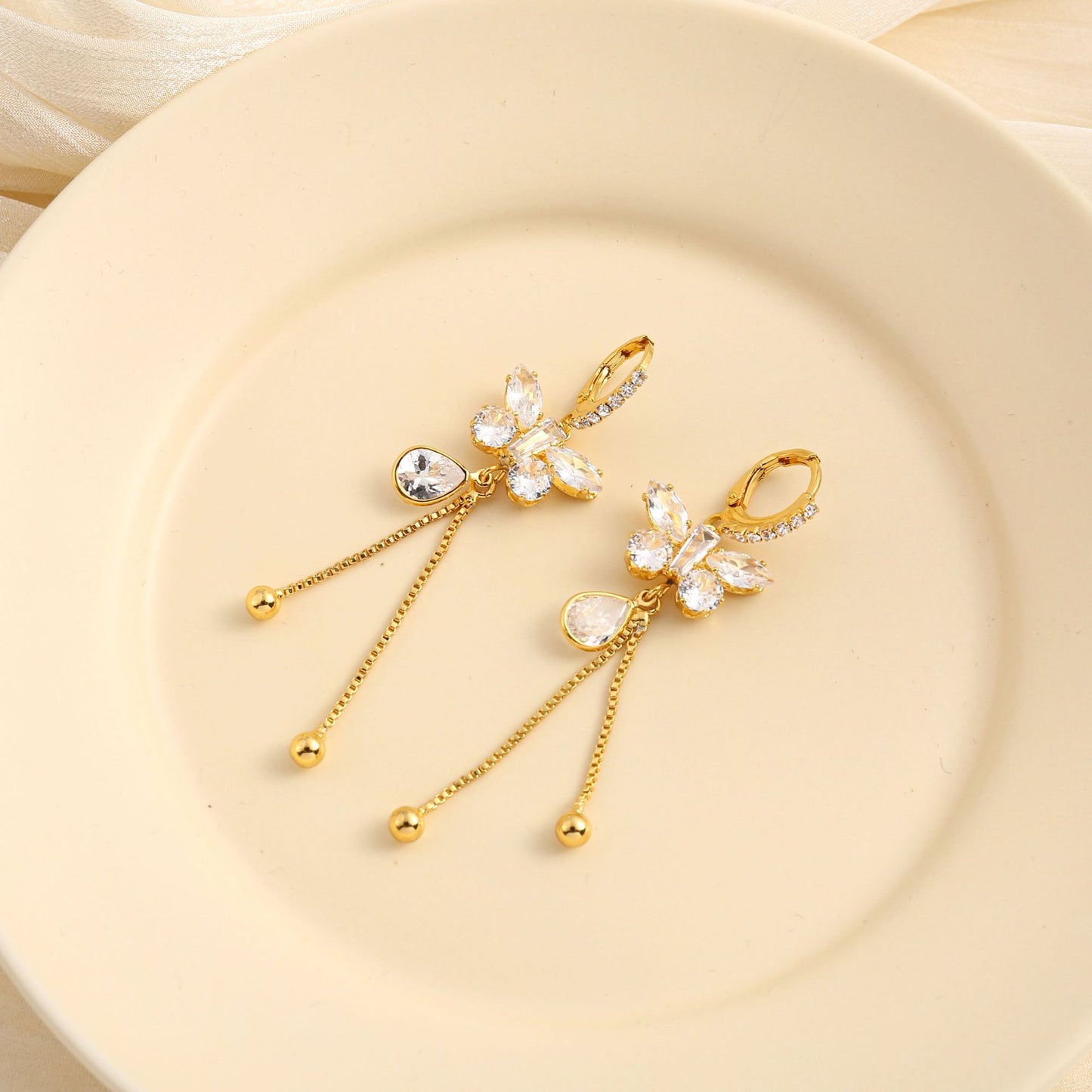 Butterfly Tassel Temperament Design Long Face Earrings