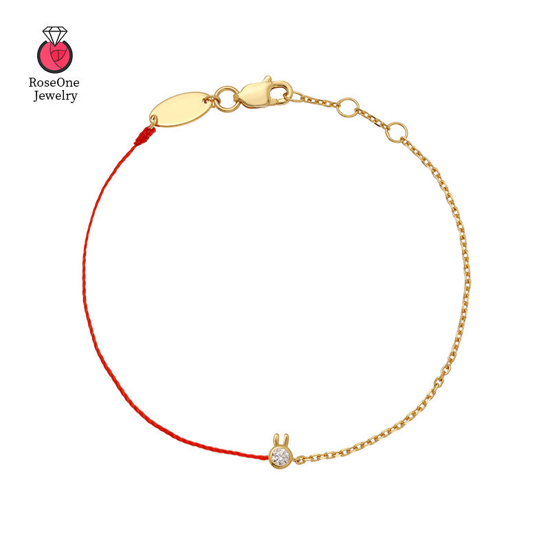 Sier Single Diamond Red Rope Female Cute Bracelets