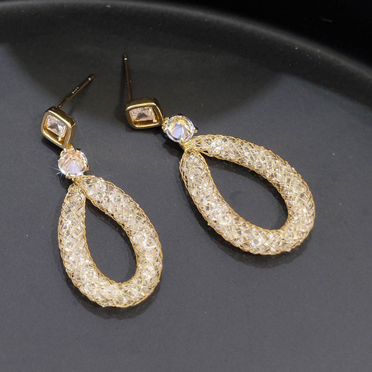Women's Exaggerating Tassel Elegant Long Geometric Circle Sier Needle Rings