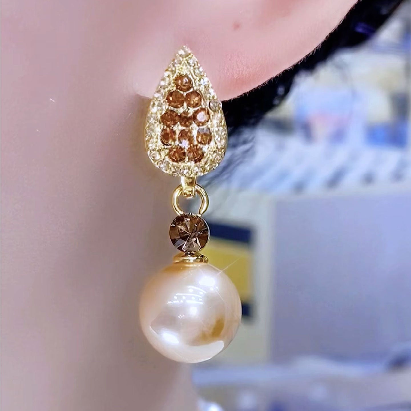 Champagne Beads Light Luxury High-grade Popular Stud Earrings