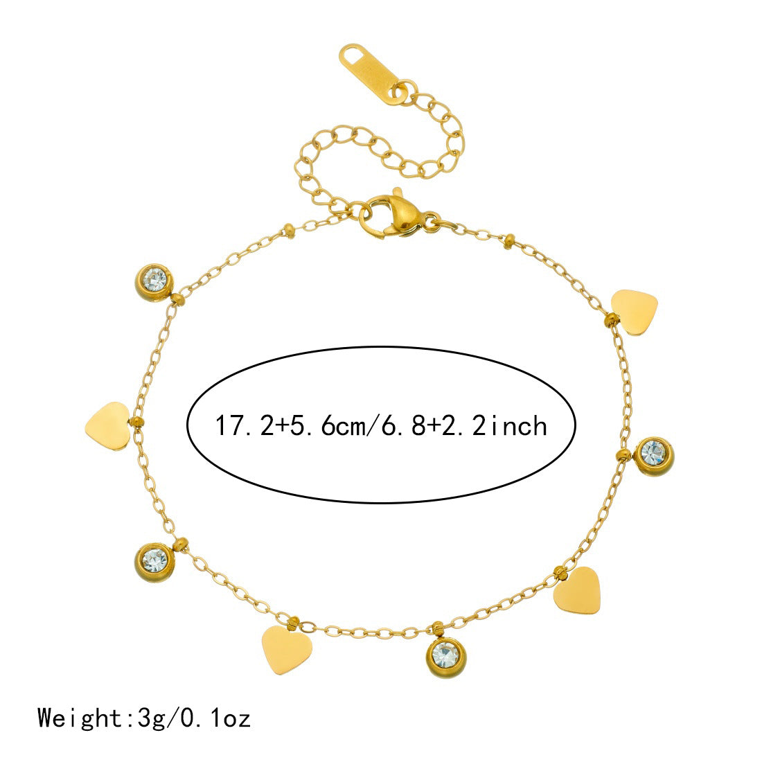 Women's Stainless Steel Simple Gold-plated Love Chain Bracelet