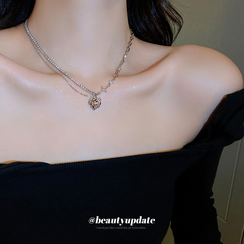 Women's Sweet Cool Hot Love Stars Fashion Creative Design Sense Clavicle Necklace