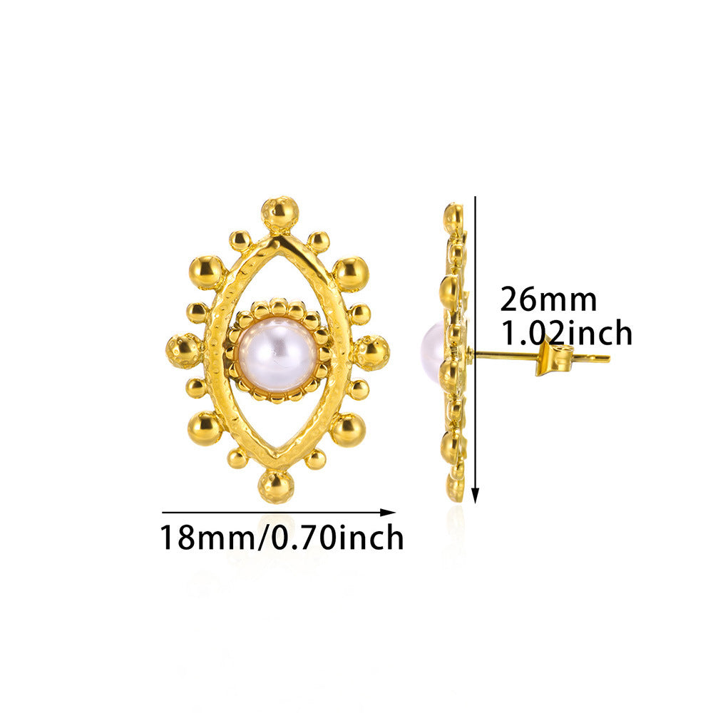 Wind Fashion Imitation Pearl Gold Stainless Steel Female Earrings