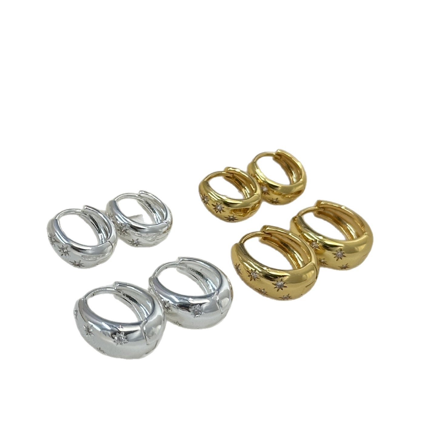 Women's Round Eight Awn Star Zircon French Retro Simple Rings