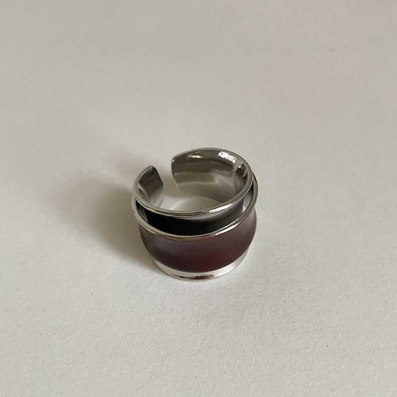 Style Chocolate Dripping Oil Double Layer Rings