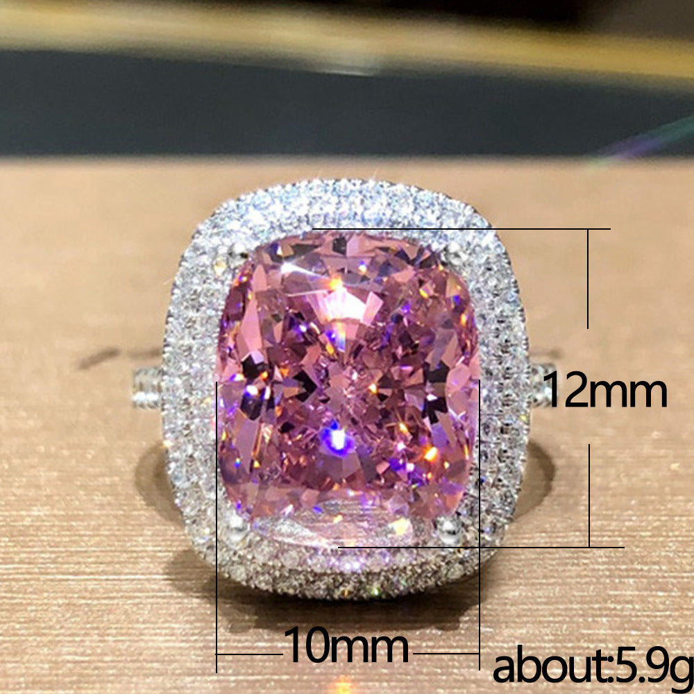 Square Zircon Full Diamond Light Luxury Elegant Rings
