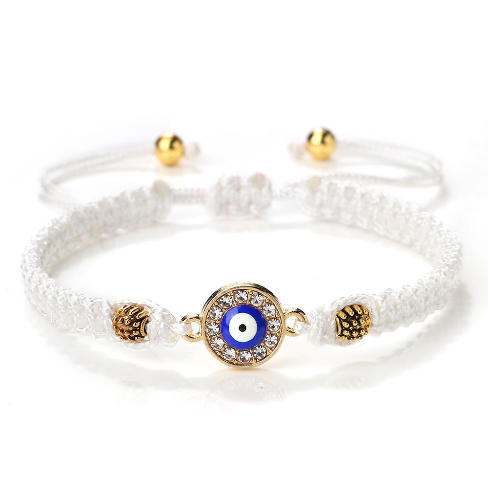 Women's & Men's Red Rope Safety Lock Devil's Eye Diamond Woven Hand Bracelet