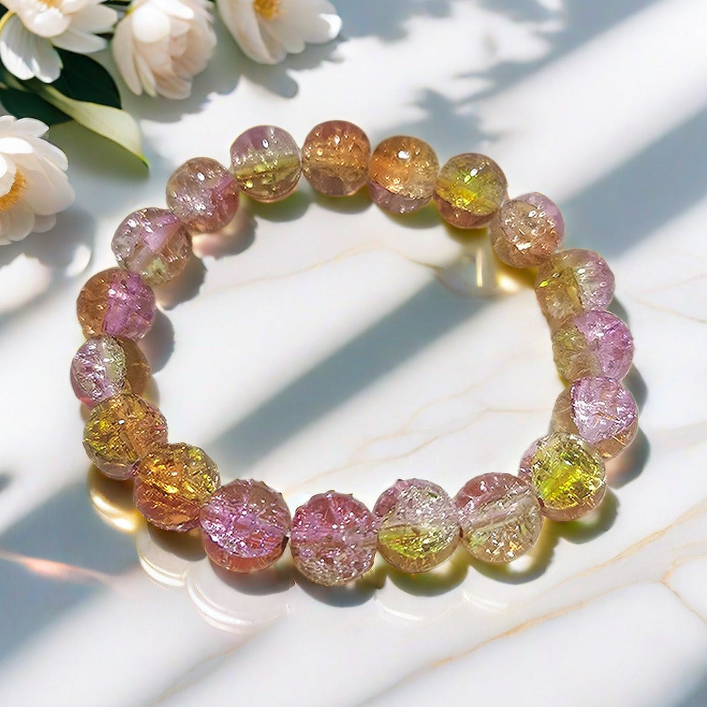 Purple Brushed Floral Beads Female Hand Toy Bracelet