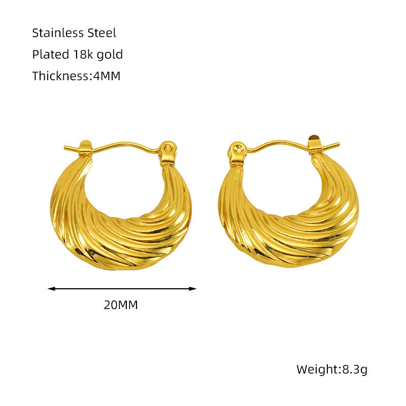 Women's Gold Stainless Steel French Glossy Hollow Fashion Earrings
