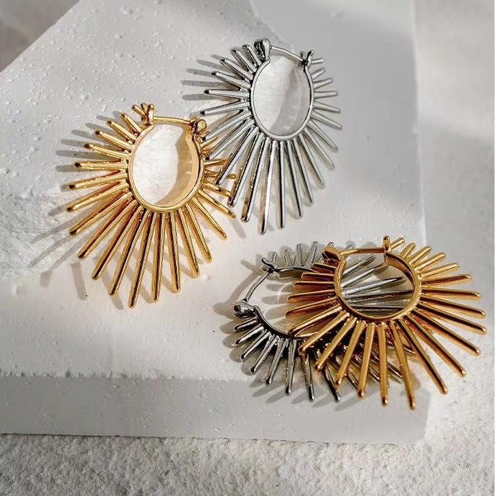 Women's Style Gold Sunflower Clip Unique Design Earrings
