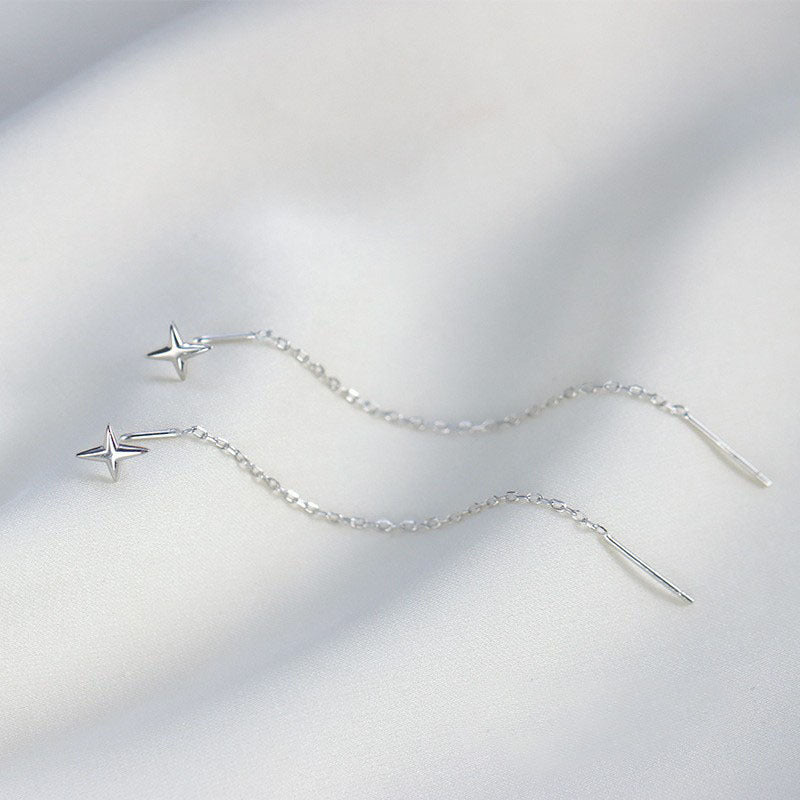 Women's Sterling Sier Tassel Fashionable Temperament Long Earrings