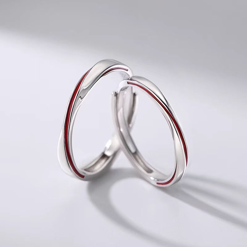 Women's & Men's Mobius Pair For Couple Valentine's Day Open Simple Old Red Bracelets
