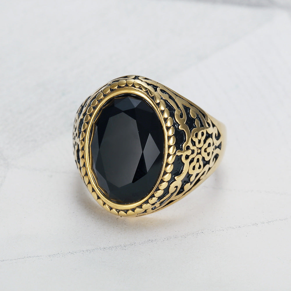 Men's Classic Fashion Trendy Diamond Gemstone Titanium Ring