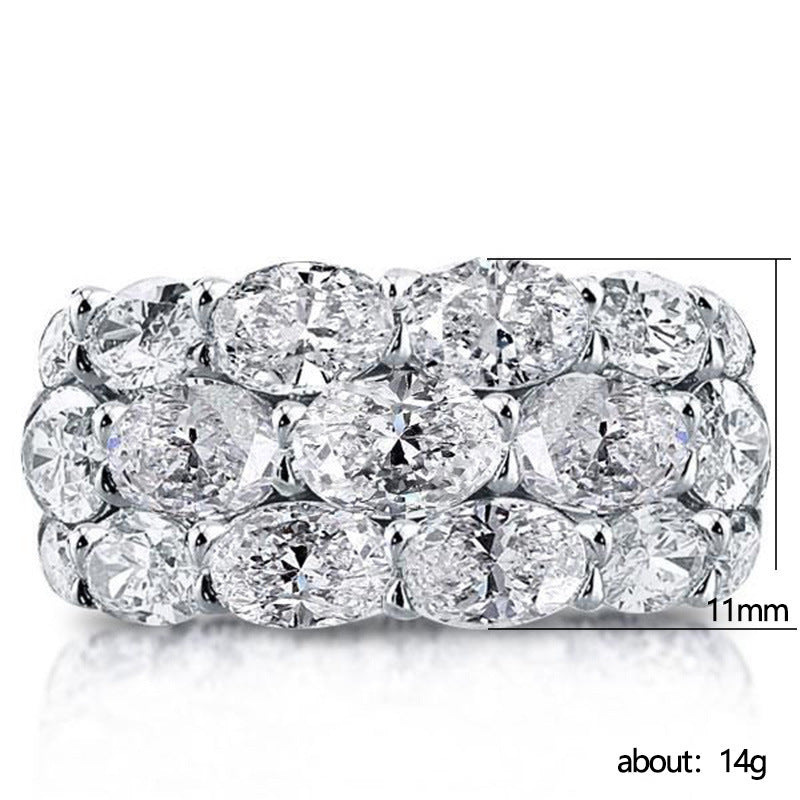 Innovative Luxury Stackable Three-row Zircon Fair Rings