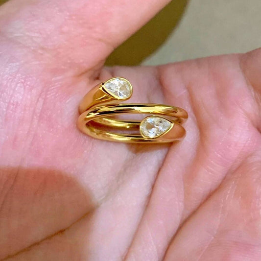 Little Finger Double Diamond Design Graceful Ring