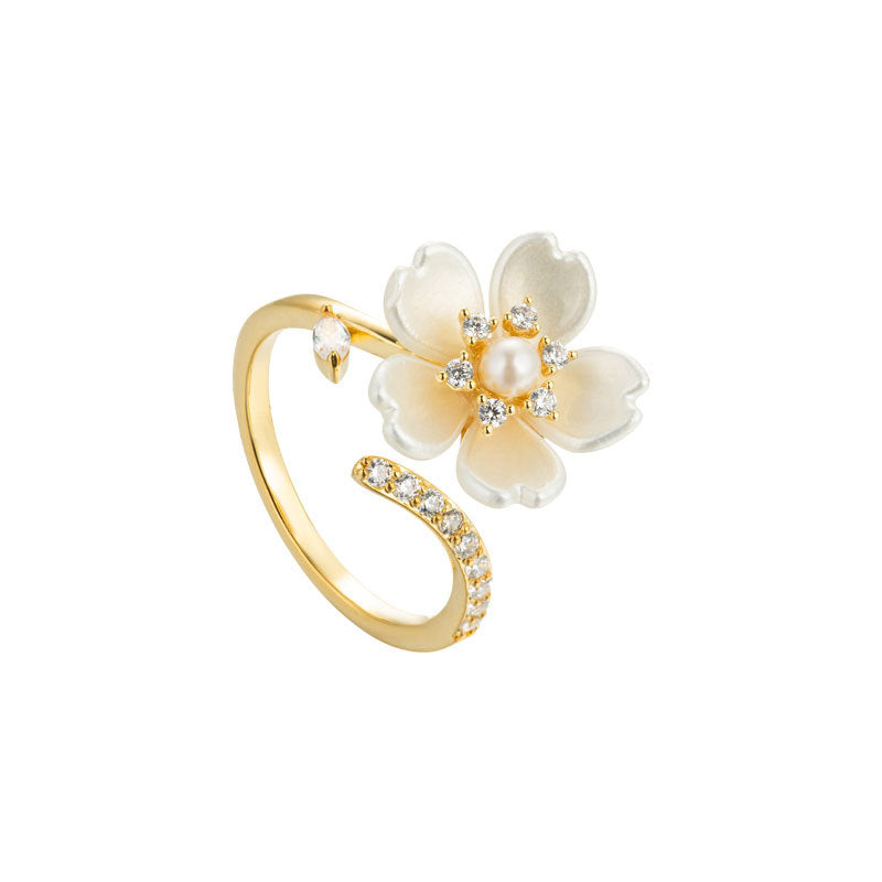 High-grade Spring Pearl Flower Open Adjustable Rings