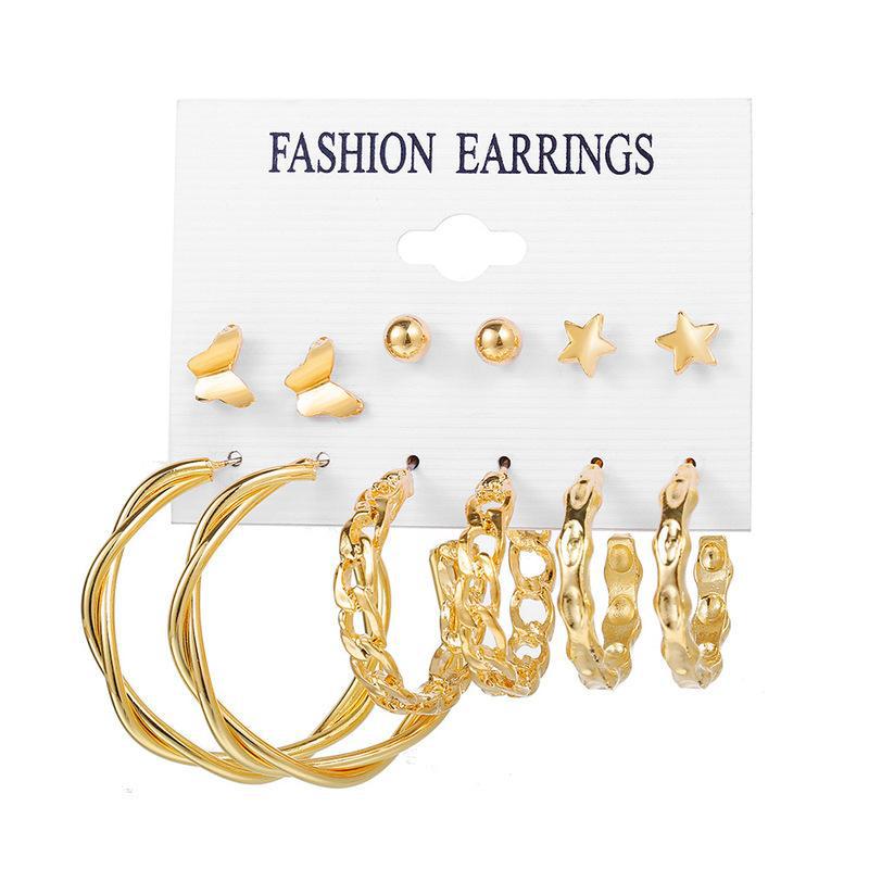 Women's Inlaid Pearl Creative French Retro Gold Ear Stud Earrings