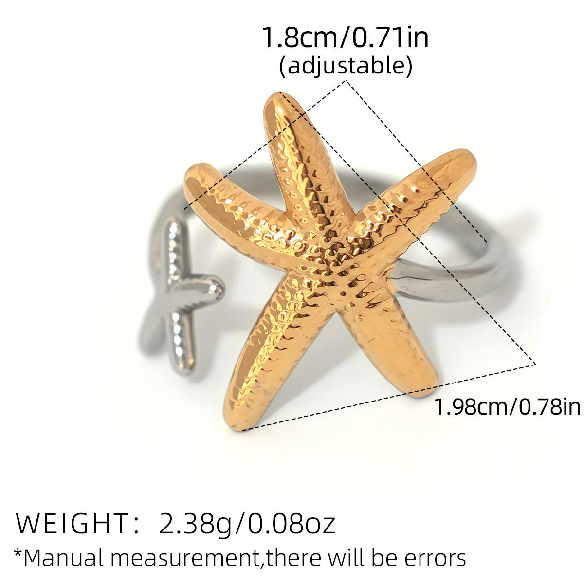 High-grade Light Luxury Packaging Female Design Starfish Shell Ring