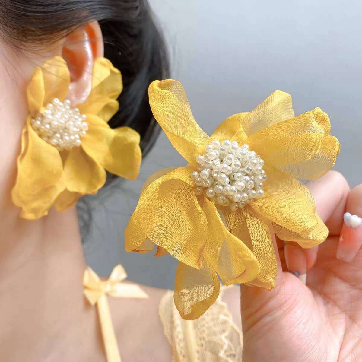 Seaside Vacation Style Flower Tassel Female Atmosphere Fairy Beaded Rings