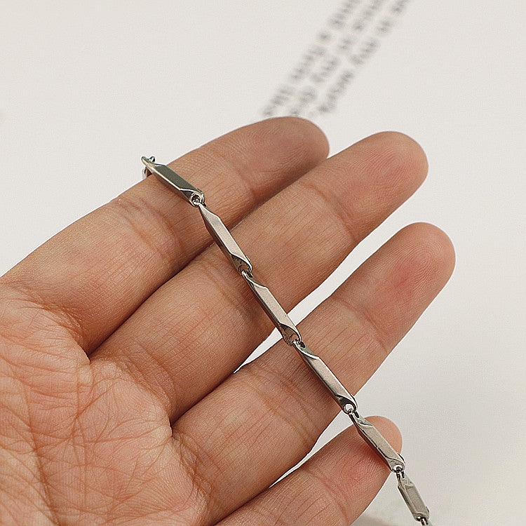 Men's Titanium Steel Bevel Chain Metal Hip Hop Necklace